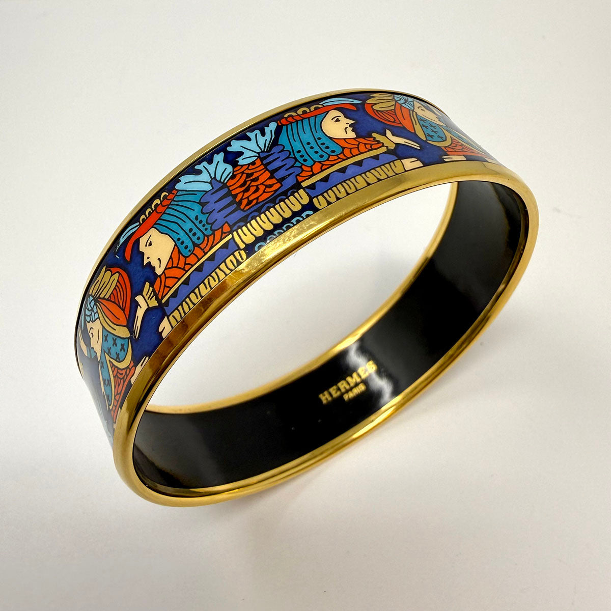 Hermes Wide Enamel Bangle Bracelet