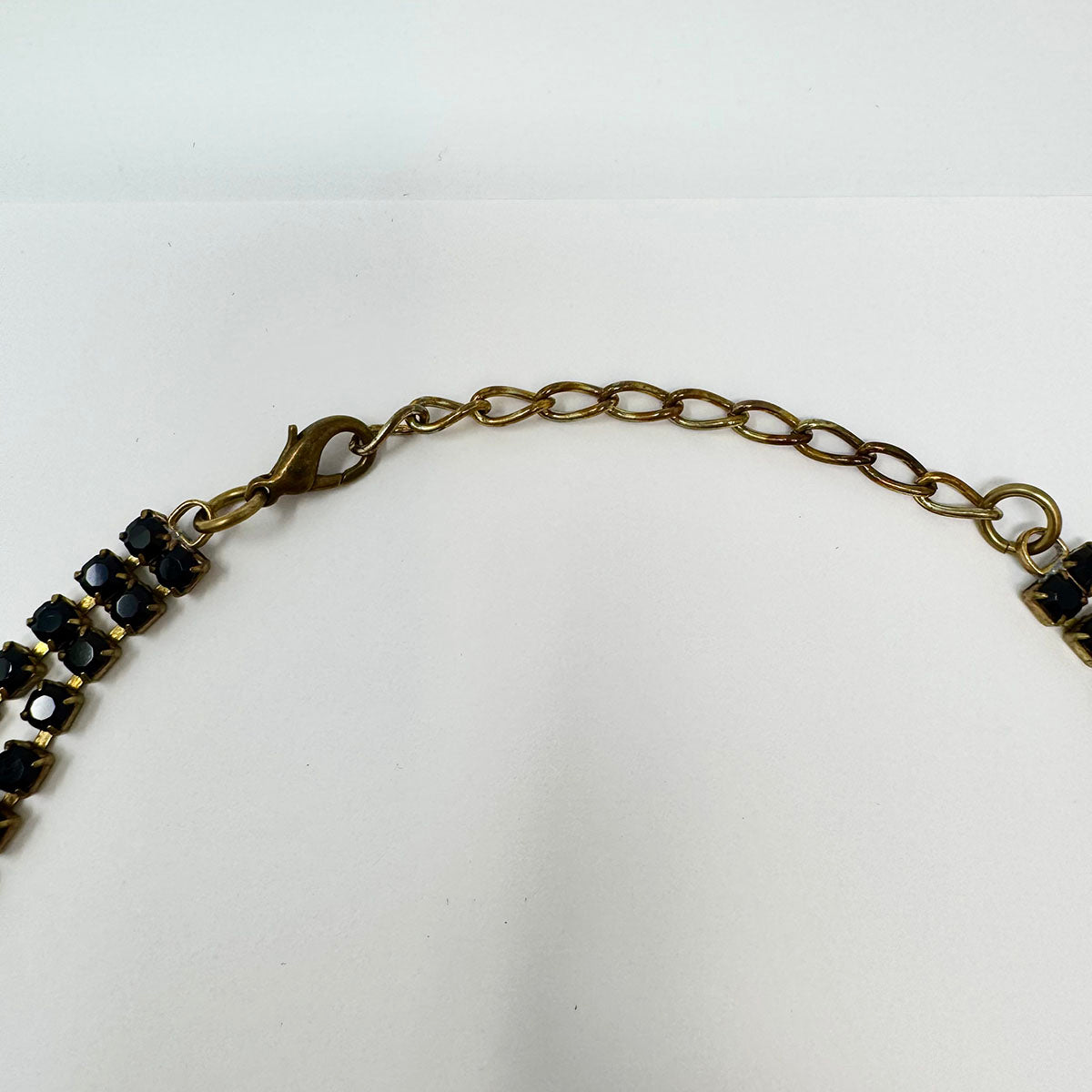 Egyptian Revival Green Crystal and Rhinestone Bib Necklace