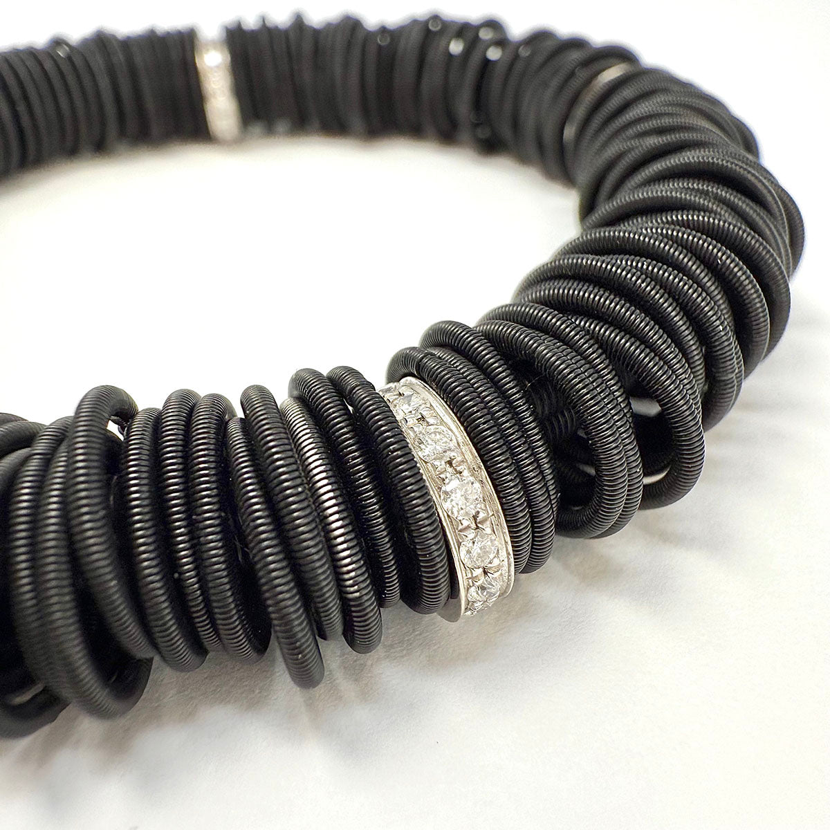 Michael Weggenmann Anodizel Steel Bracelet with 5 Diamond Rondels