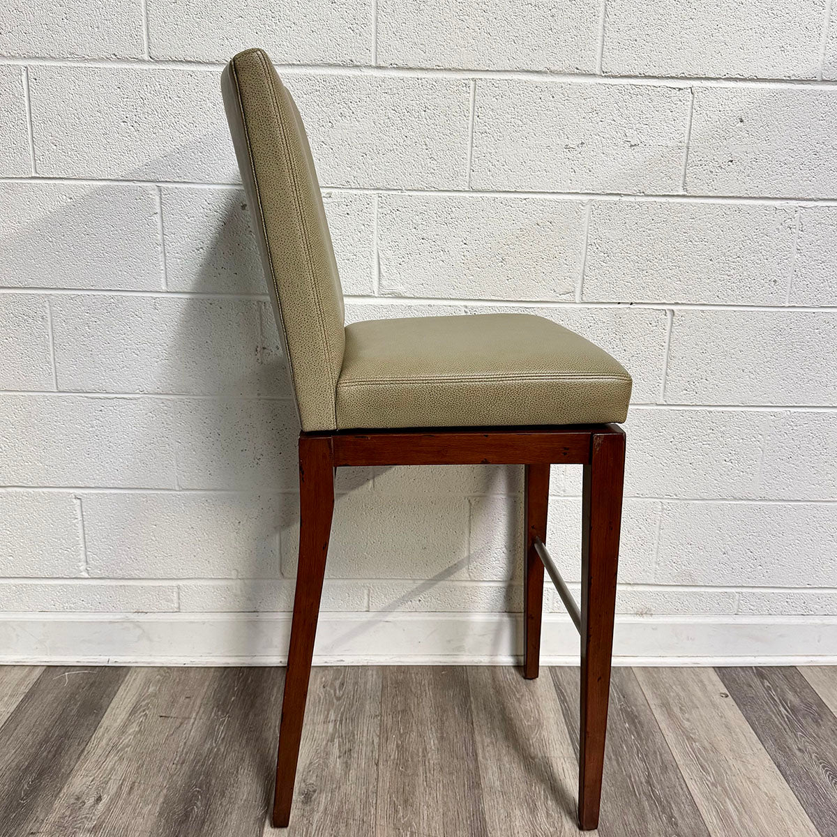 A. Rudin Set of 5 Leather Swivel Bar Stools
