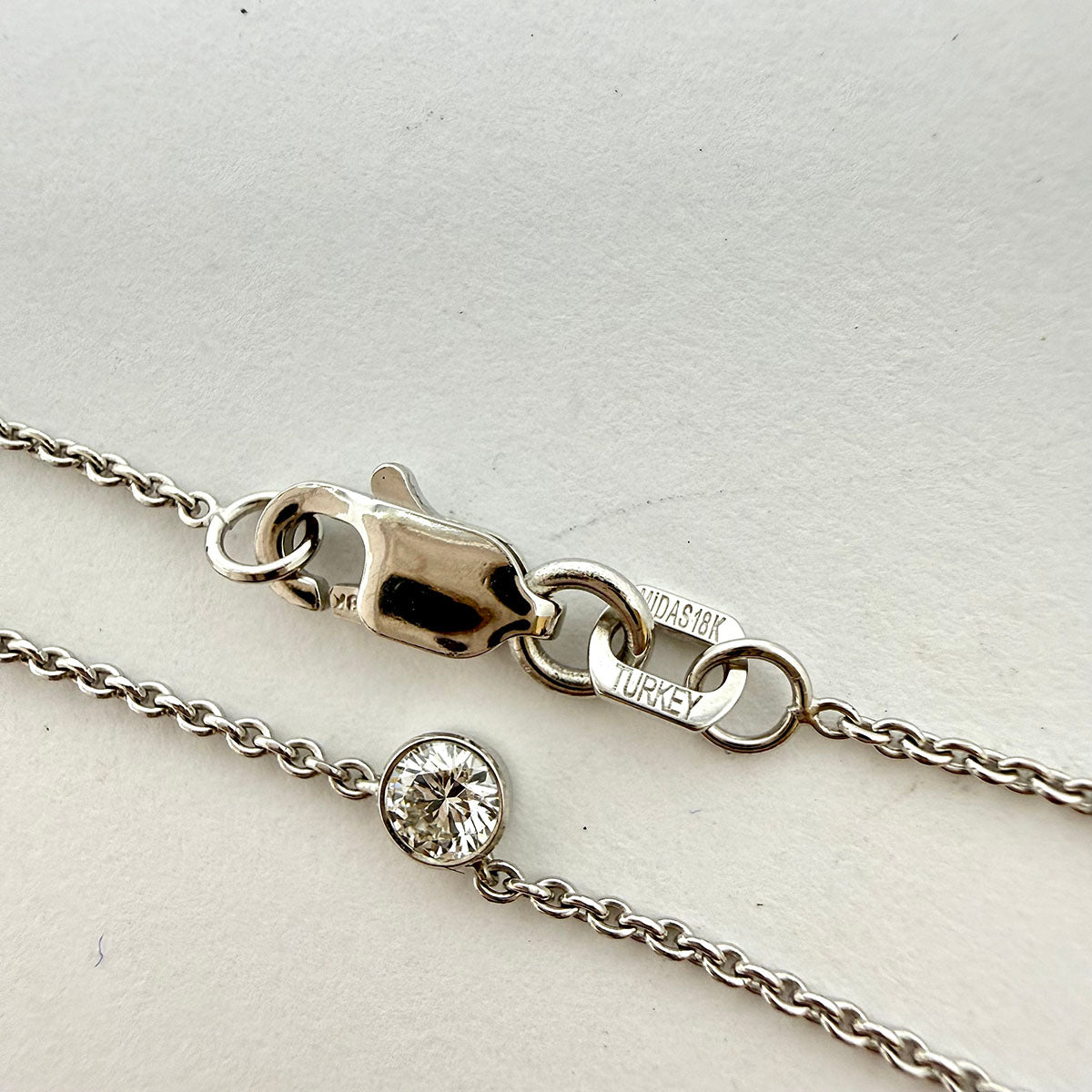 18K White Gold Bezel Set Diamond by the Yard Necklace