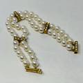 2 Row Cultured Pearl and Diamond Bracelet