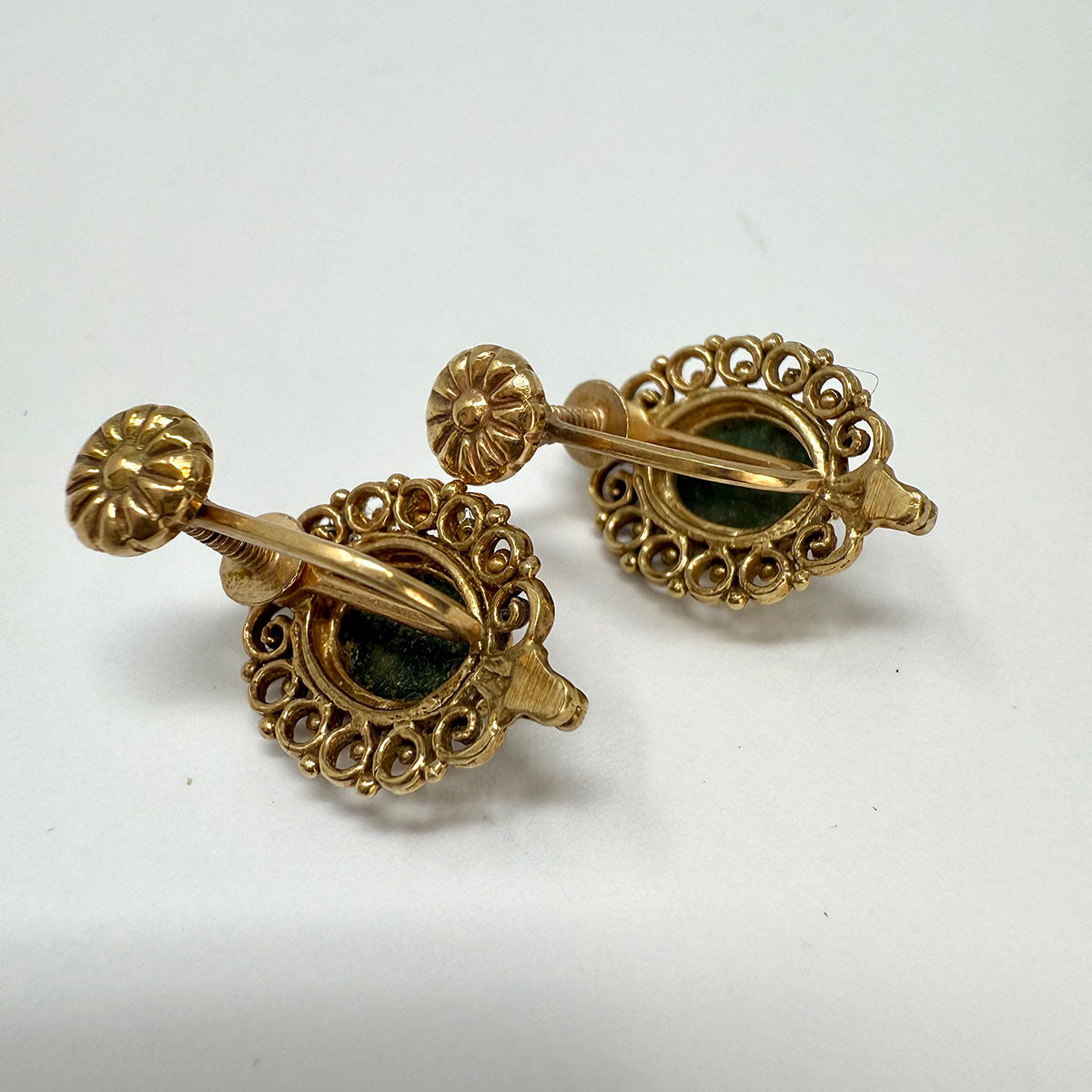 14K Gold Earrings with Jade
