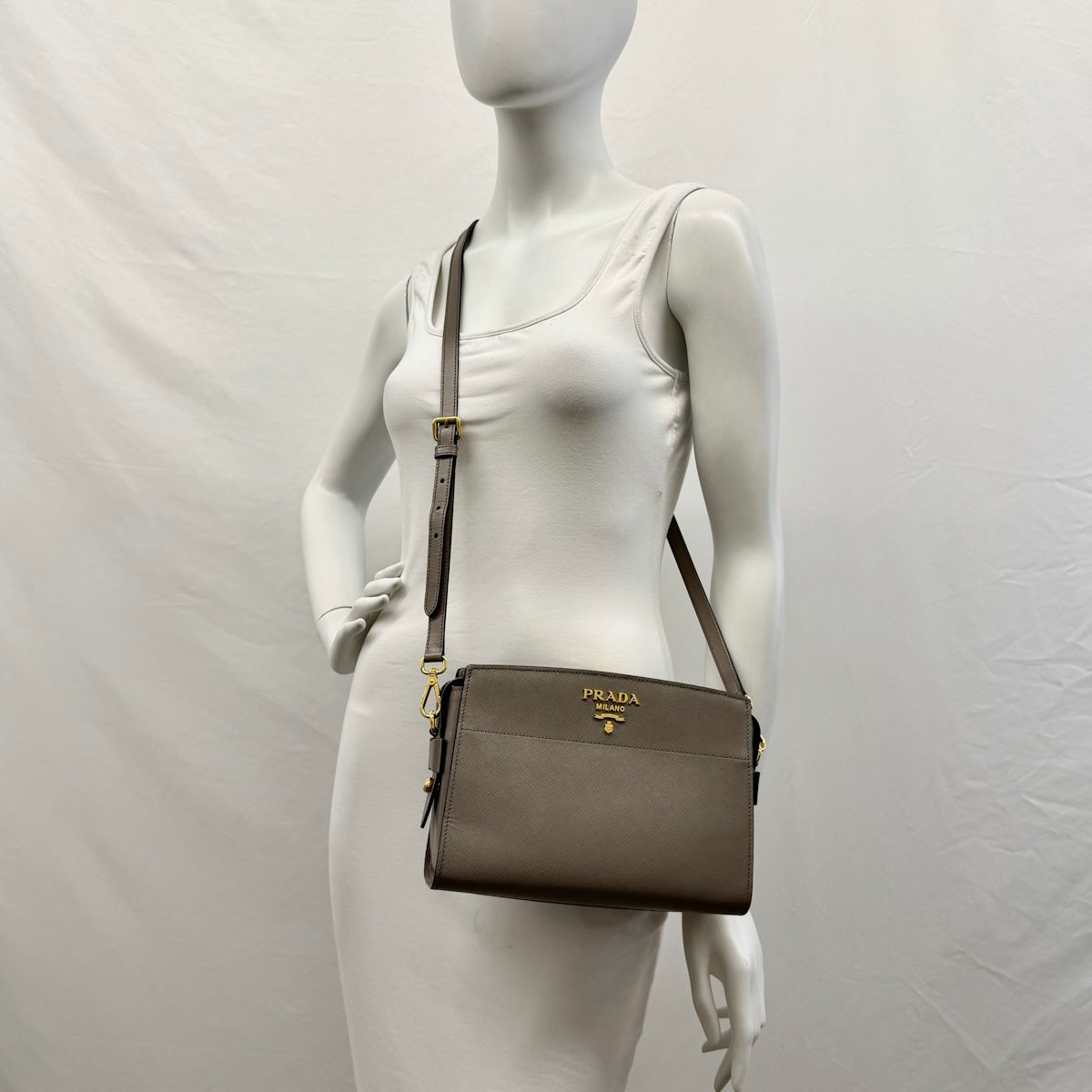 Prada Saffiano Leather Crossbody Bag with Zip Closure