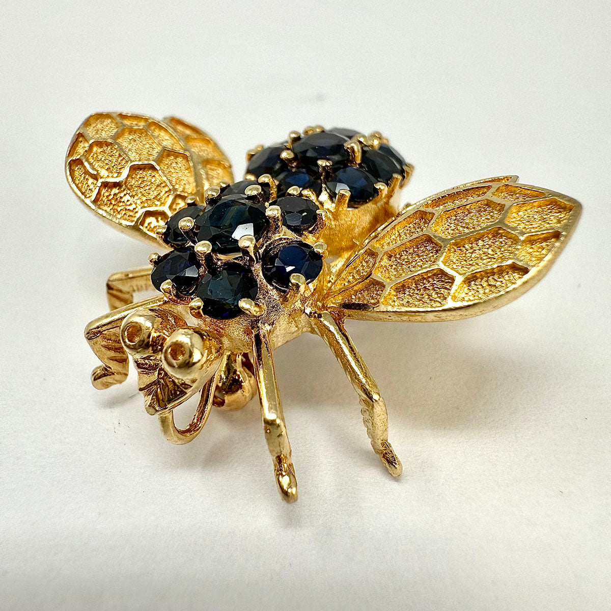 14K Gold Bee Pin  with Sapphire
