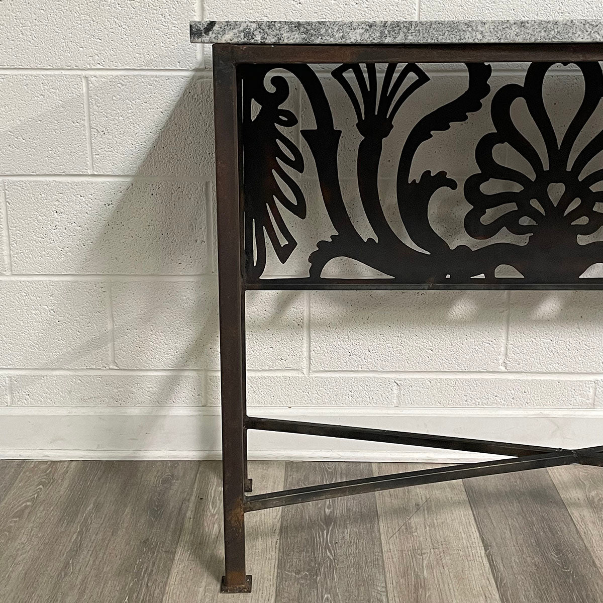 Marble Top Console Table With Iron Base