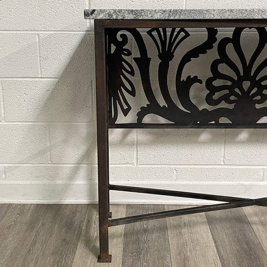 Marble Top Console Table With Iron Base