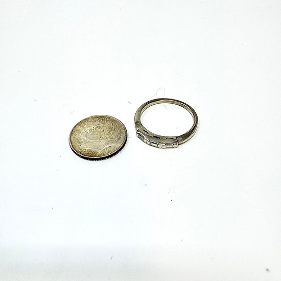 14K White Gold Band with 3 Straight Diamonds