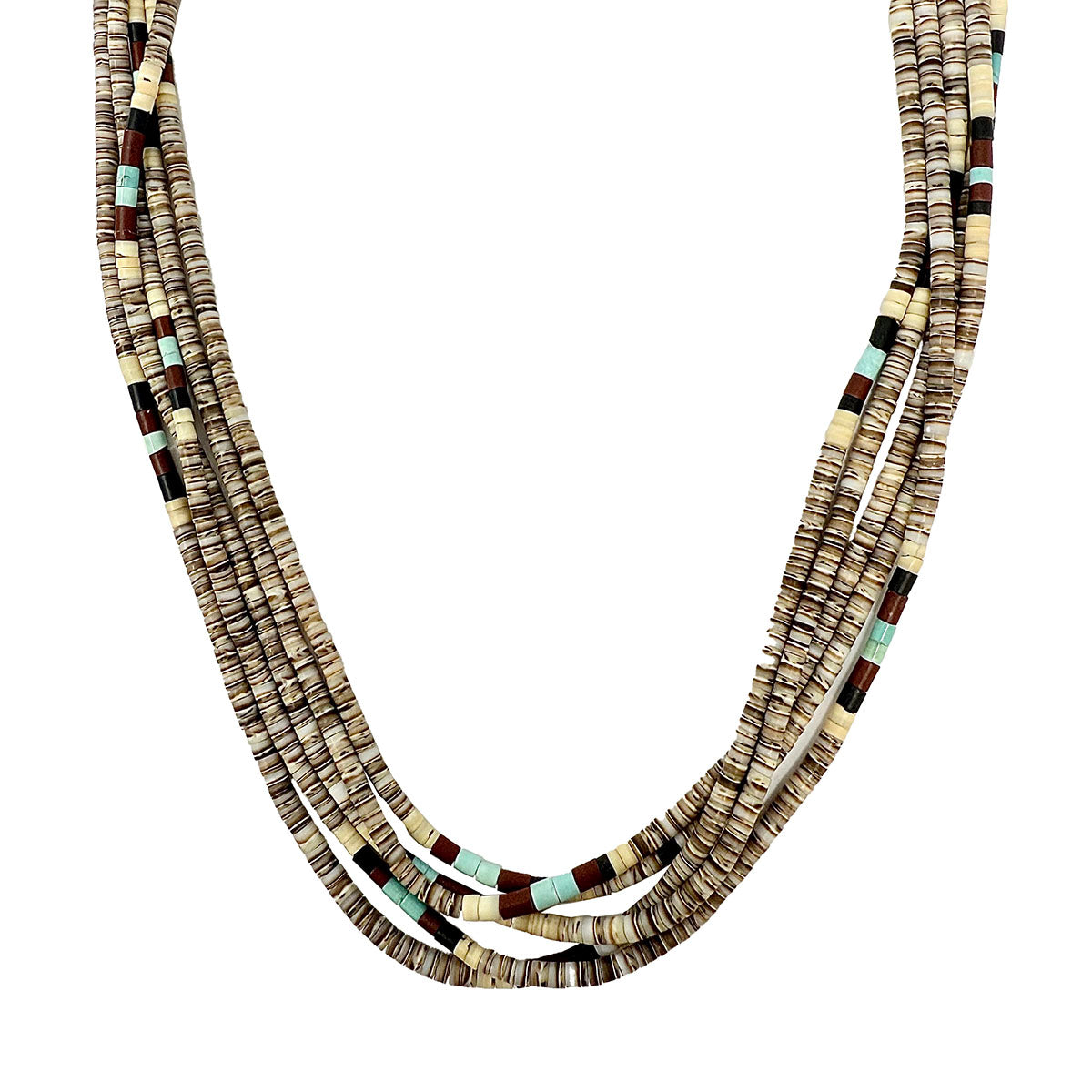 5 Strand Heishi  Necklace with Turquoise