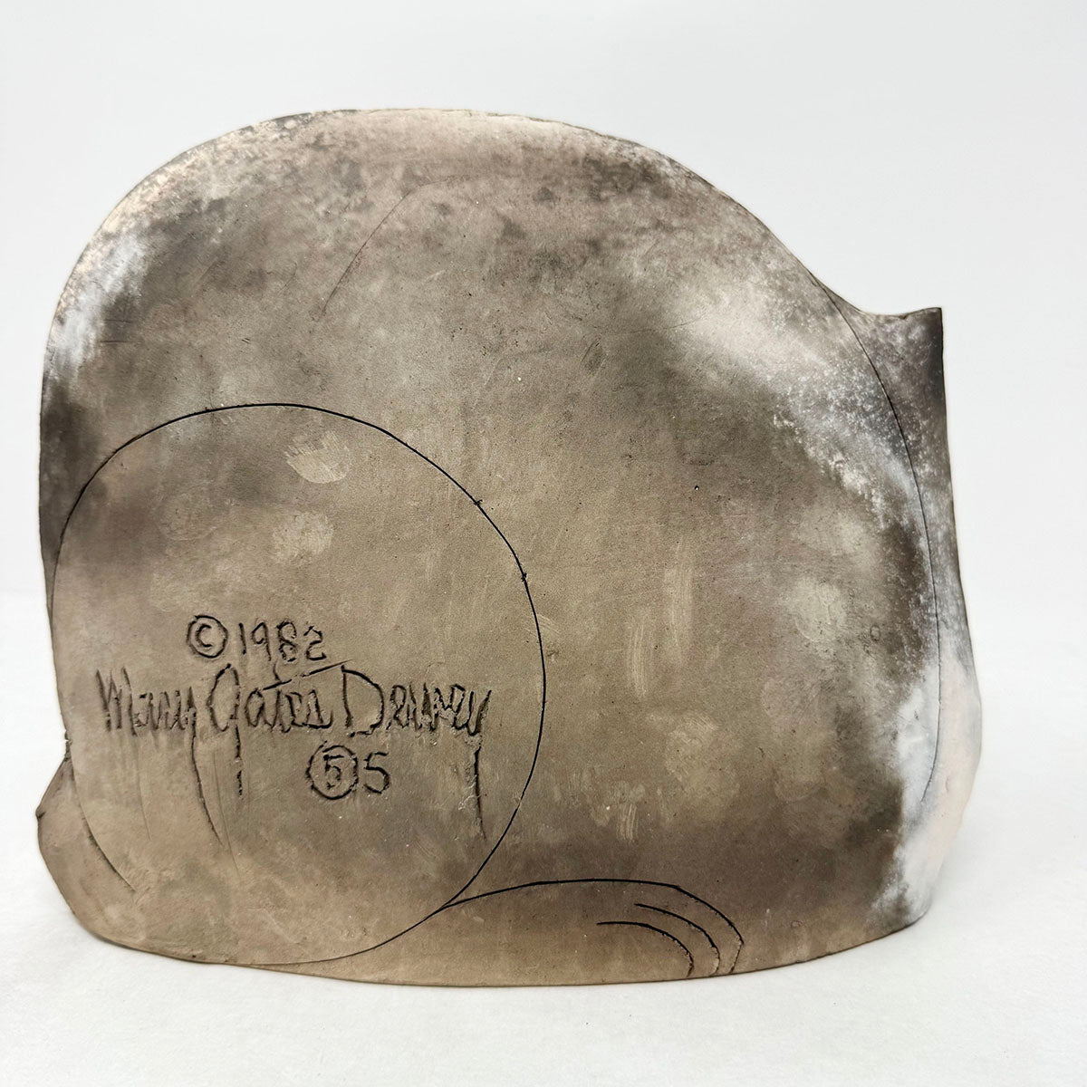 Curled Cat Sculpture, Signed