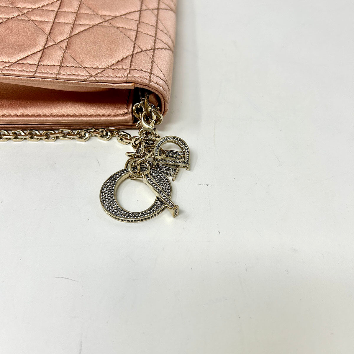 Christian Dior Satin Cannage Wallet on Chain