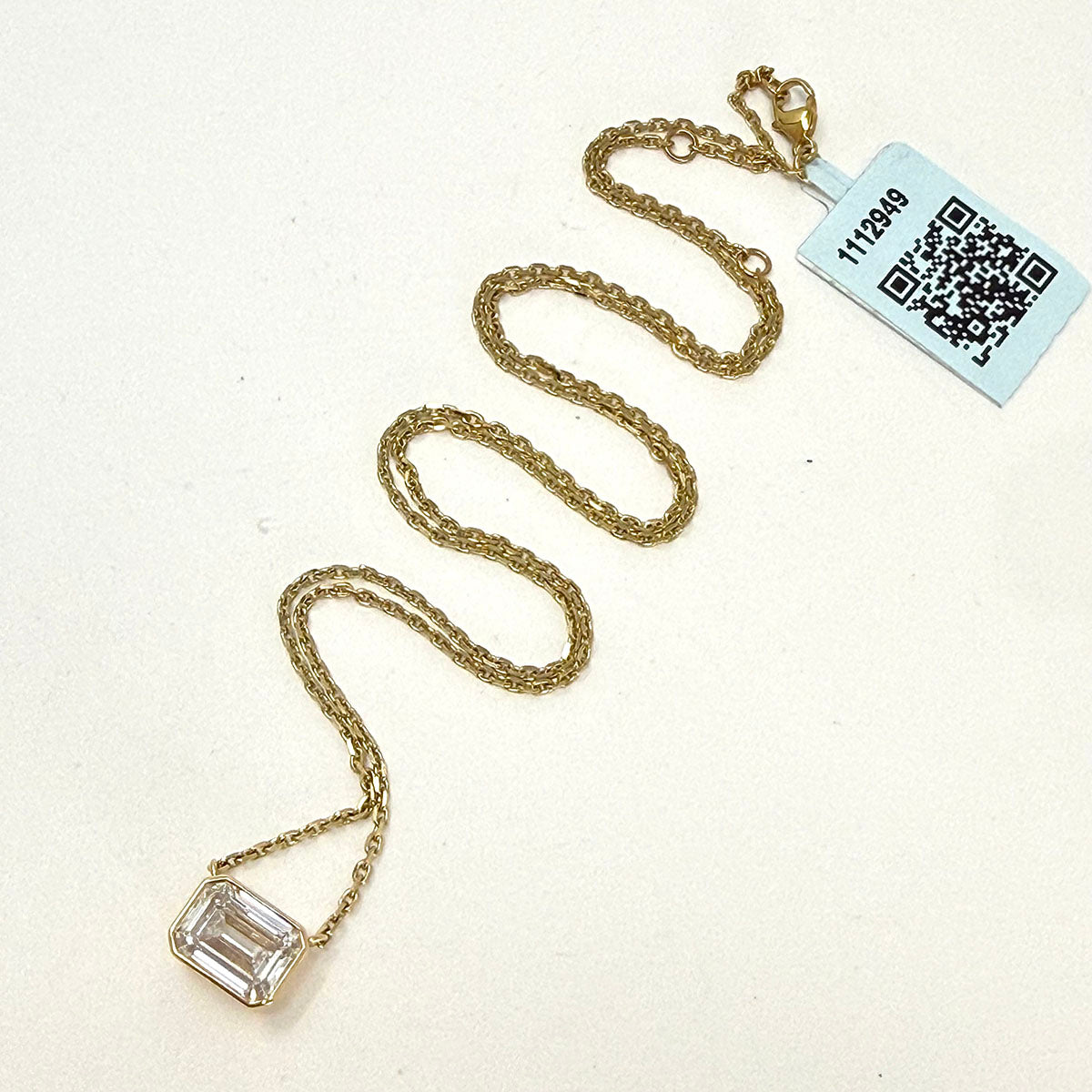14K Gold 18" Necklace with Emerald Cut Lab Grown Diamond