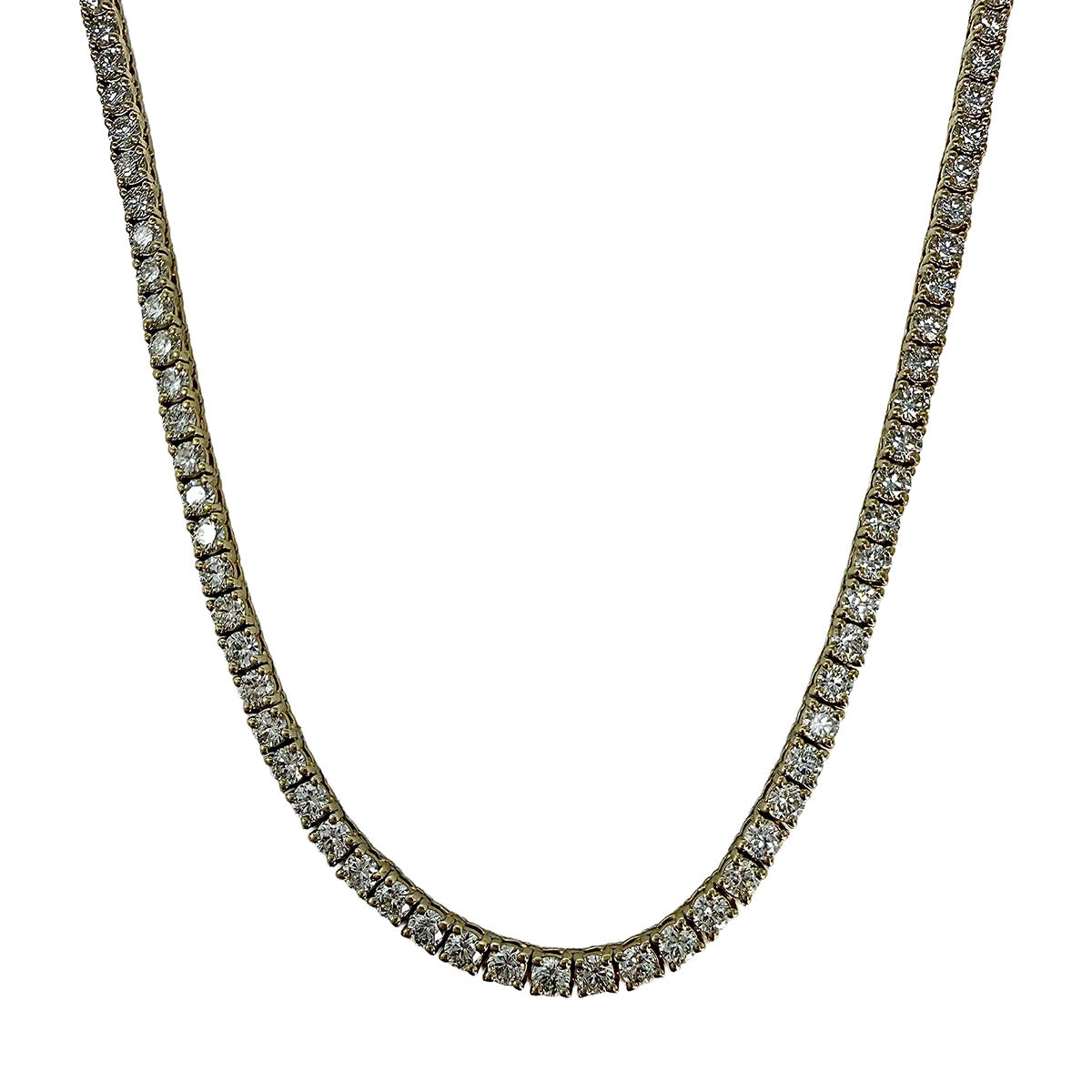 14K Yellow Gold Diamond Tennis Necklace
