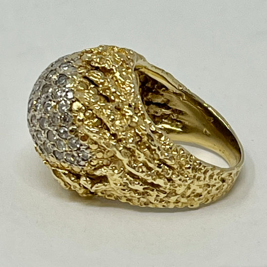 18K Gold Diamond Dome Ring