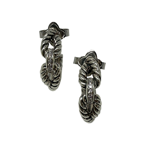 David Yurman Diamond Wellesley Hoop Earrings