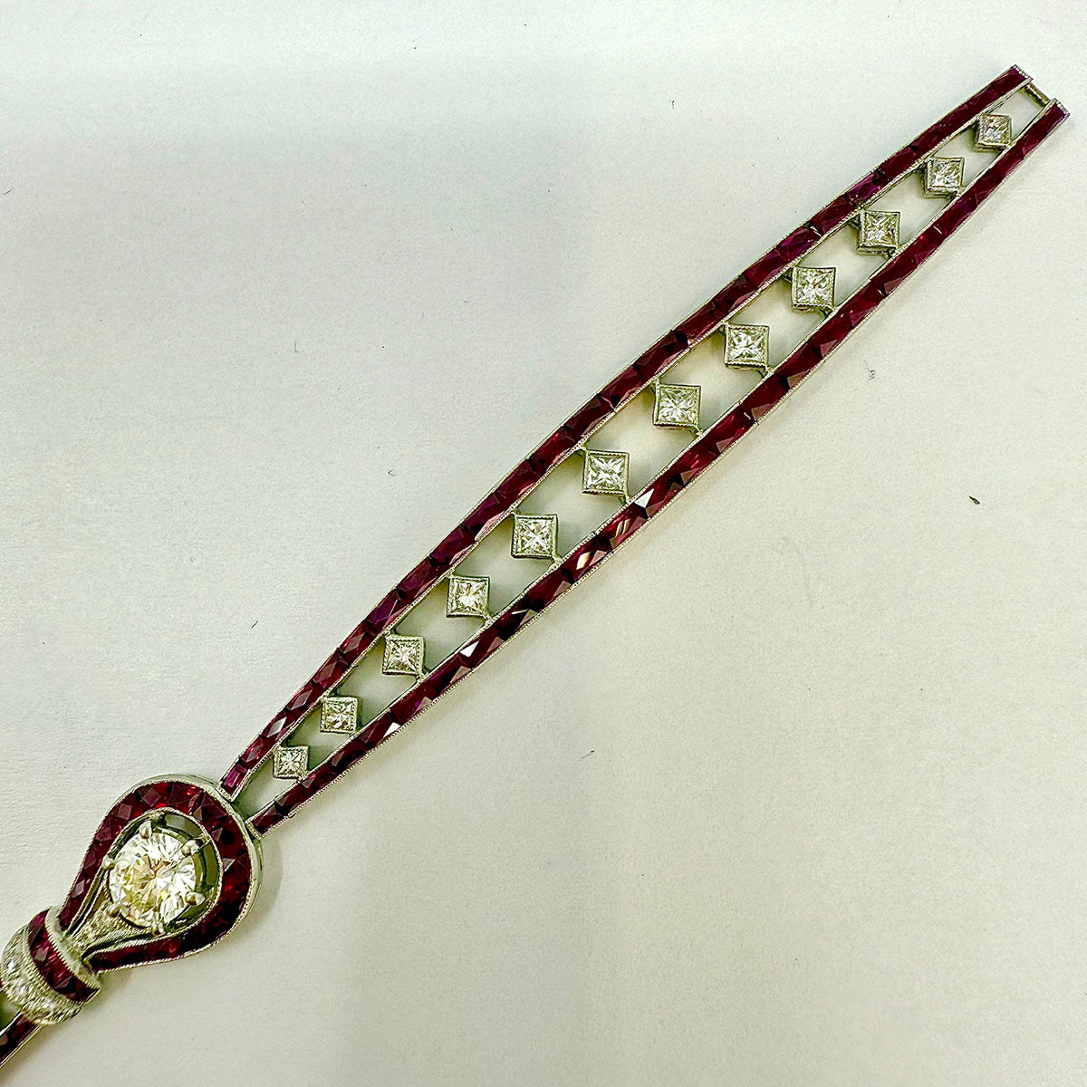 Platinum Ruby and Diamond Bracelet
