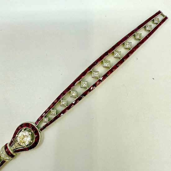 Platinum Ruby and Diamond Bracelet