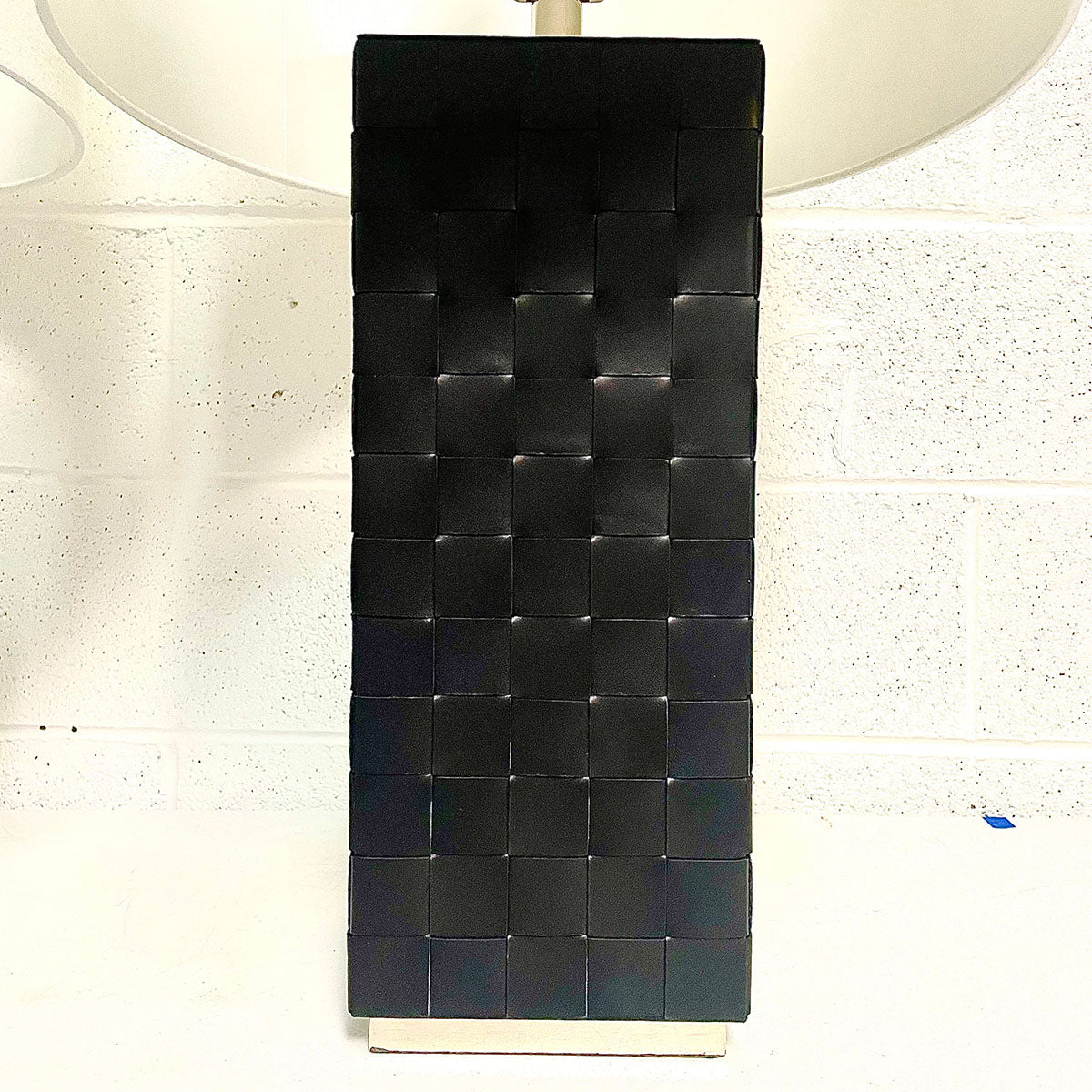 Pair of Basket Weave Leather Table Lamps