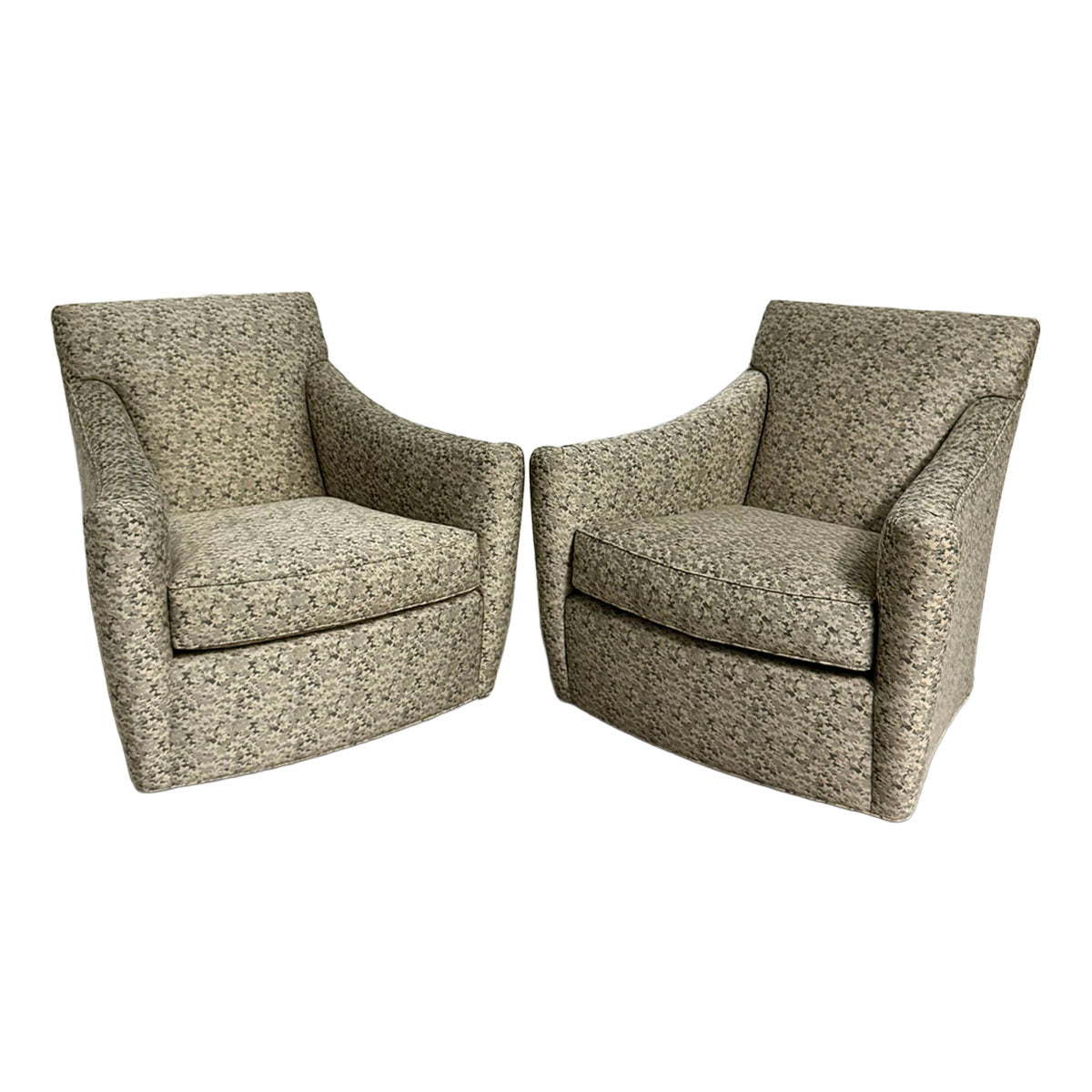 Pair of Interior Crafts Gray and Beige Lounge Chairs