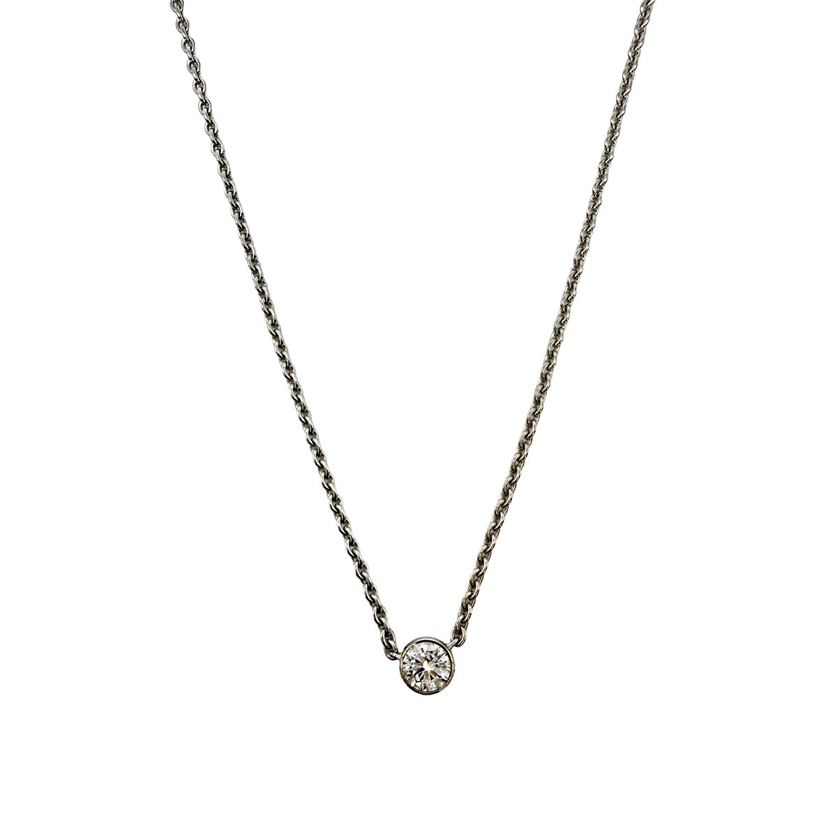 18K White Gold Bezel Set Diamond by the Yard Necklace