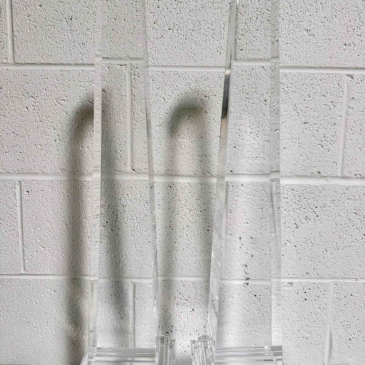 Pair of Modern Clear Acrylic  Obelisk Sculptures
