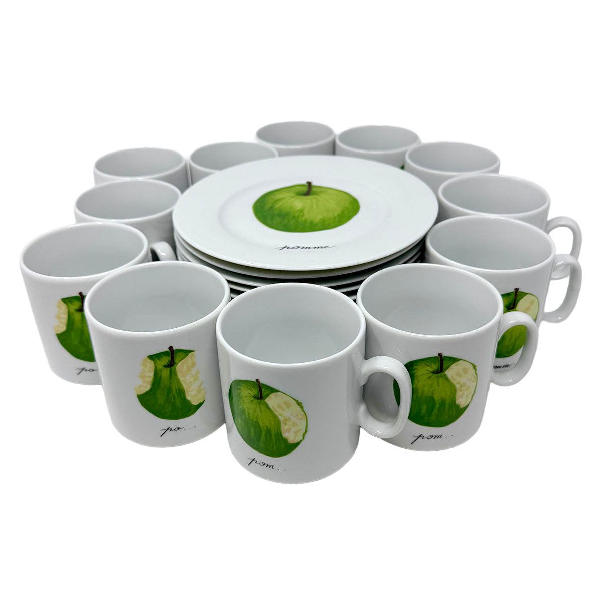 20 Pcs: Set of 10 Pomme Mugs and Canape Plates