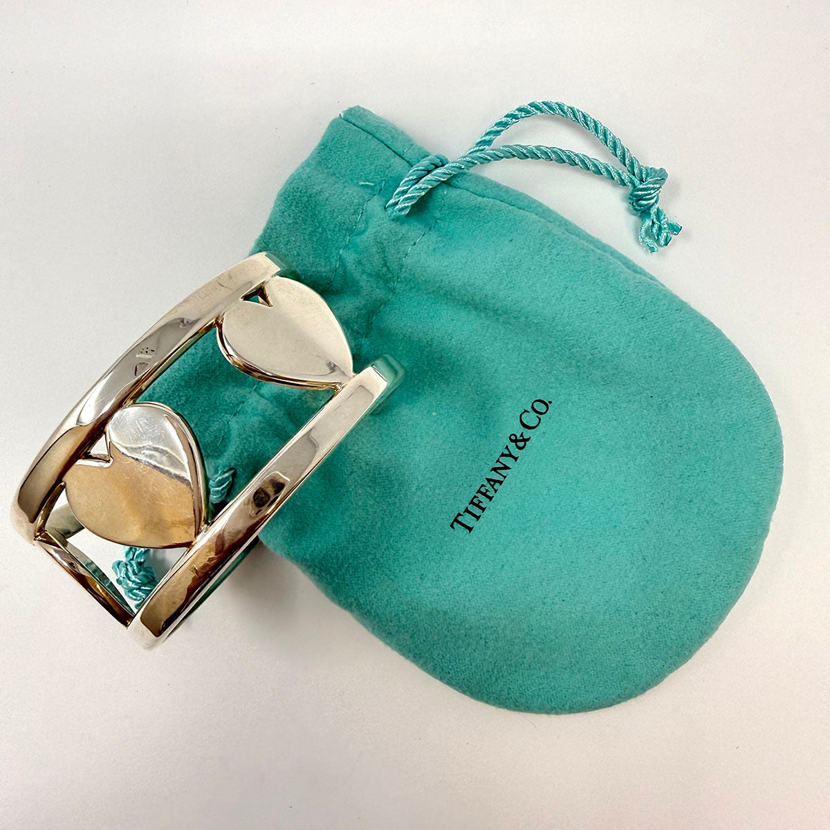 Tiffany & Co. Sterling Silver Full Heart Motif Cuff  Bracelet