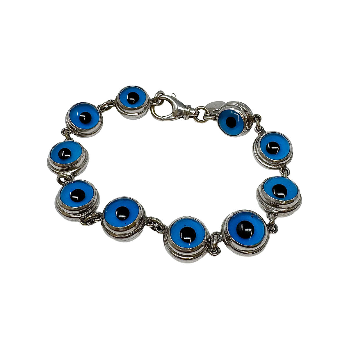 Aaron Basha 18K White Gold Bracelet with Black Rhodium Glass Eye