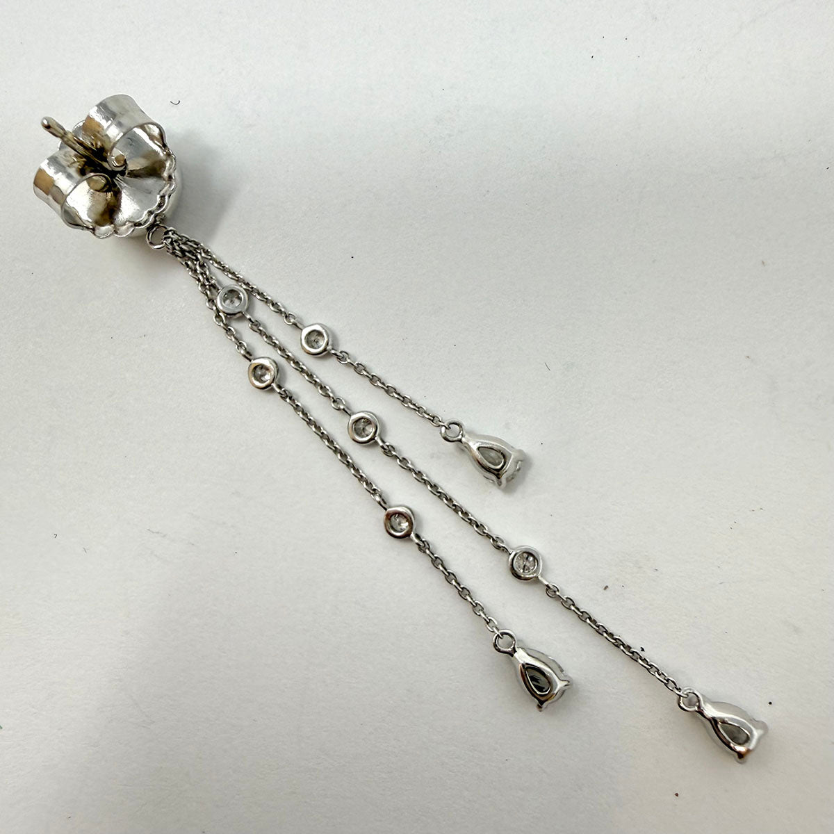 18K White Gold Drop Earrings with 52 Diamonds and 6 Pear Shaped Diamonds