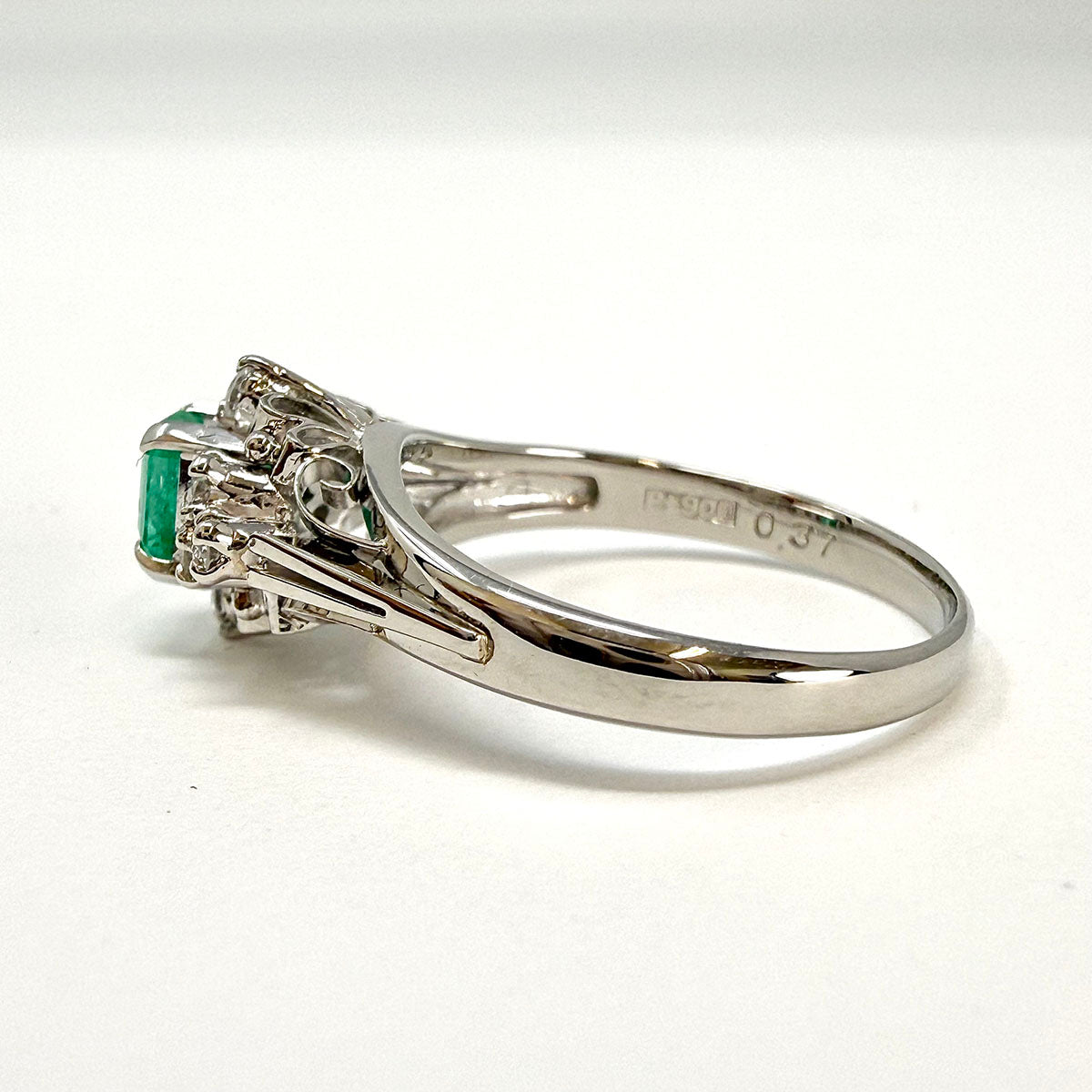 Platinum Emerald and Diamond Ring