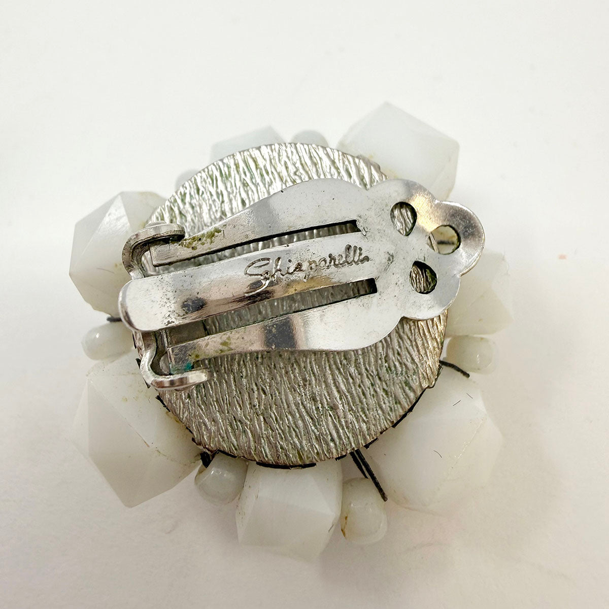 Schiaparelli White and Black Stone Clip-on Earrings