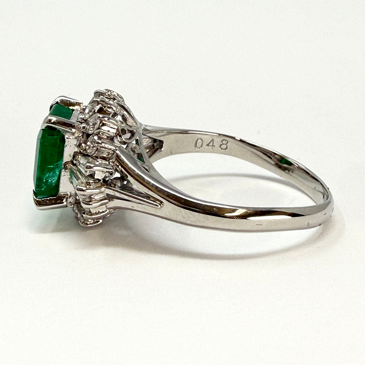 Platinum Emerald and Diamond Ring
