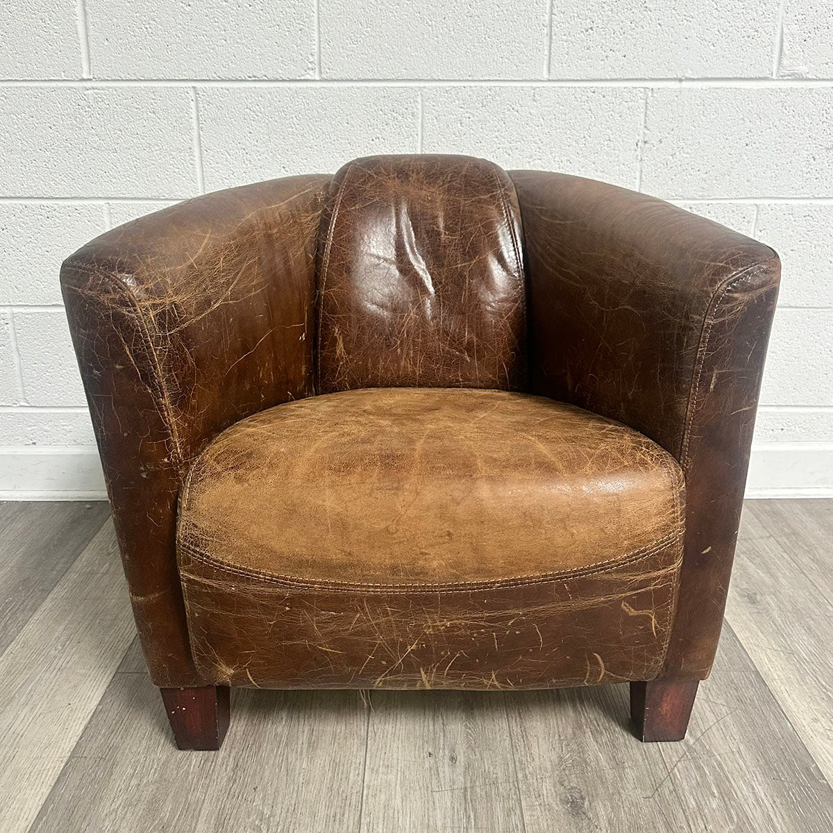 Distressed Leather Club Chair