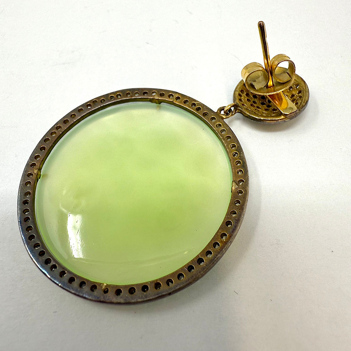 Disc Dangle  Earrings with Indian Diamonds and Jade