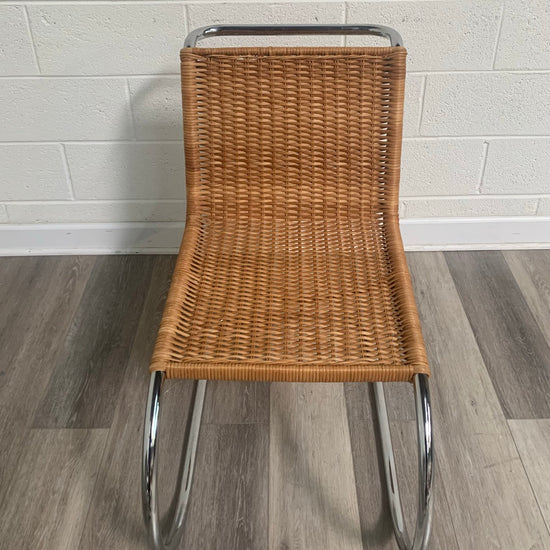 1970s Set of 4 MR10 Dining Chairs in Rattan & Chrome
