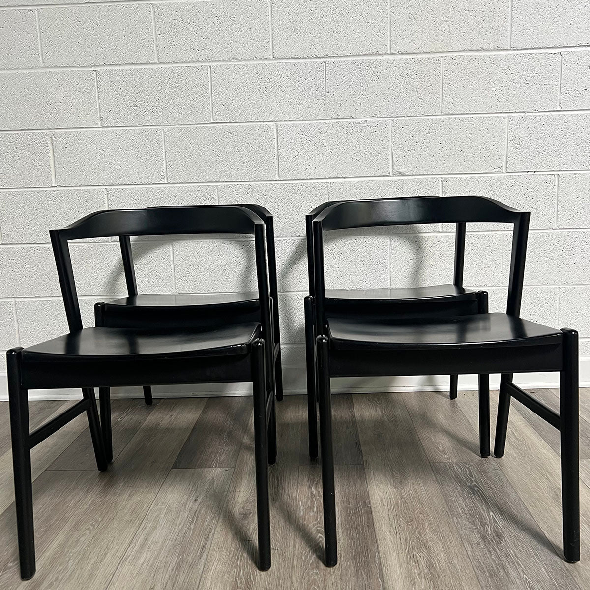 Set Of 4 Black Wood Dining Chairs