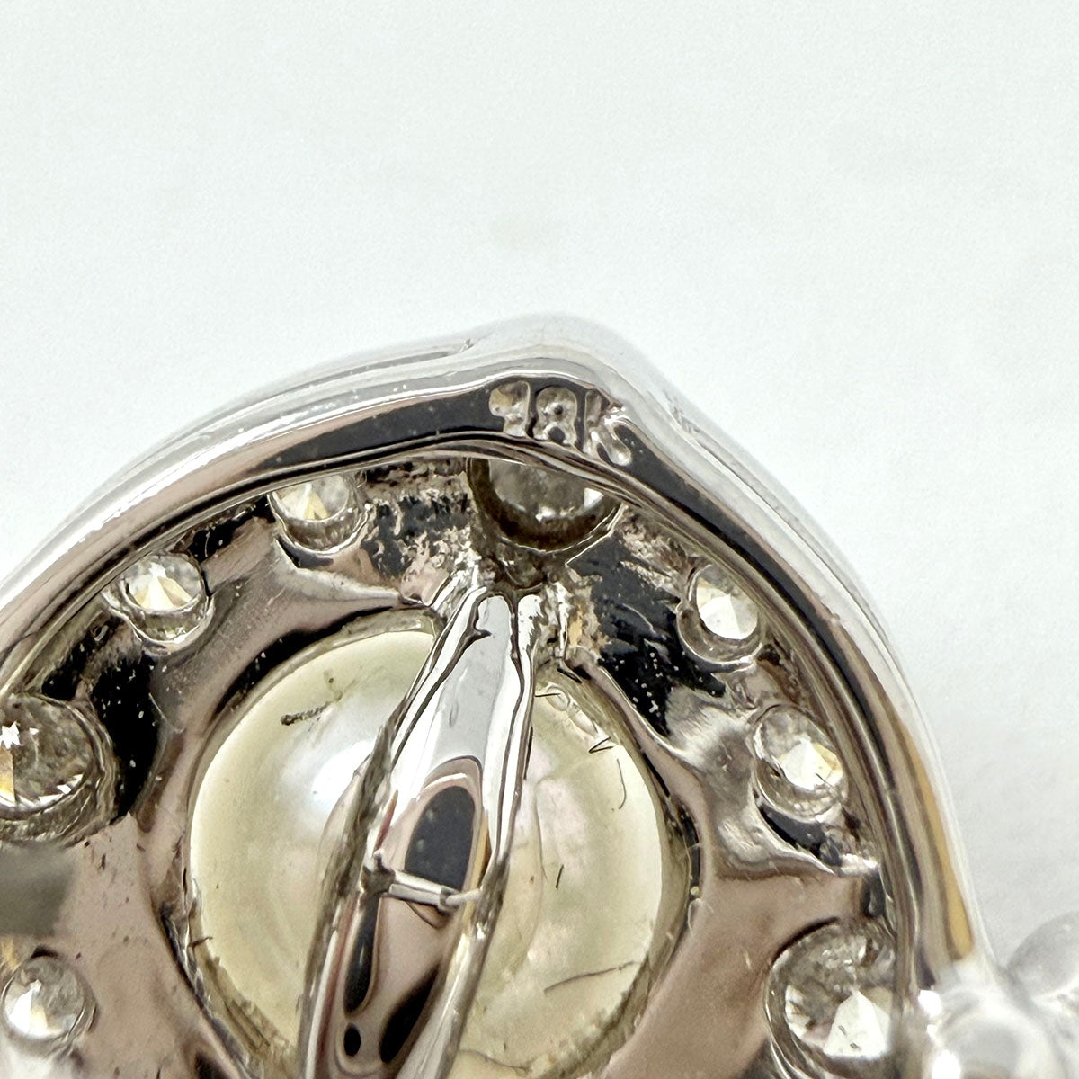 18K White Gold Diamond and Pearl Earrings