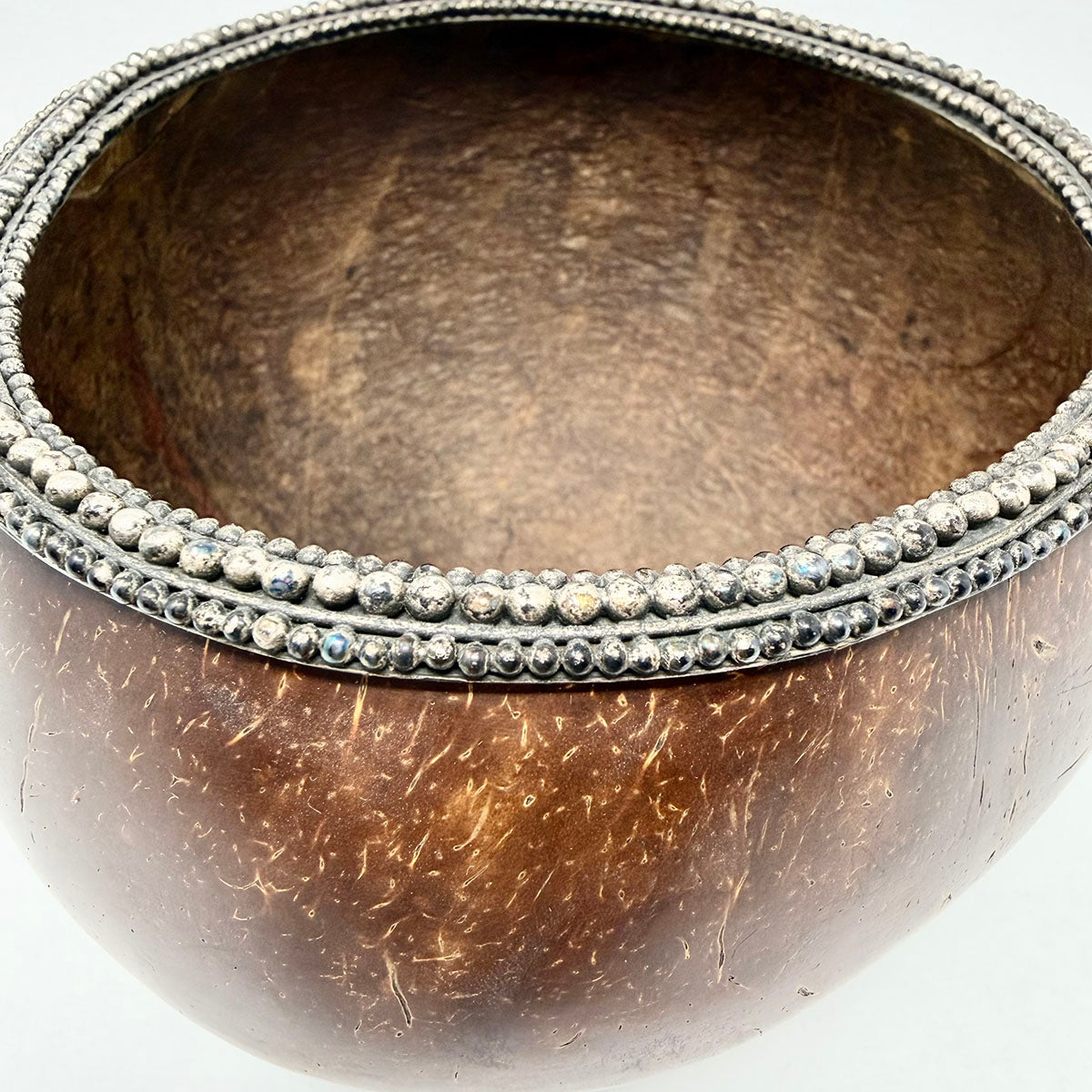 Coconut Bowl with Beaded Rim and Feet