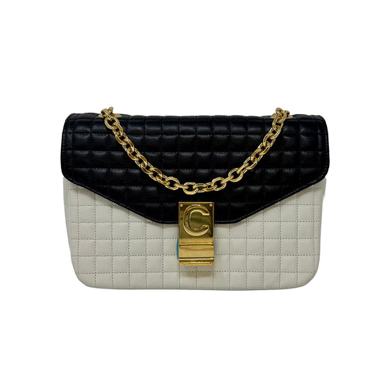 Celine Quilted C Bicolor Shoulder Bag
