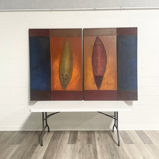 "Abstract Diptych" Original Painting Signed on Back