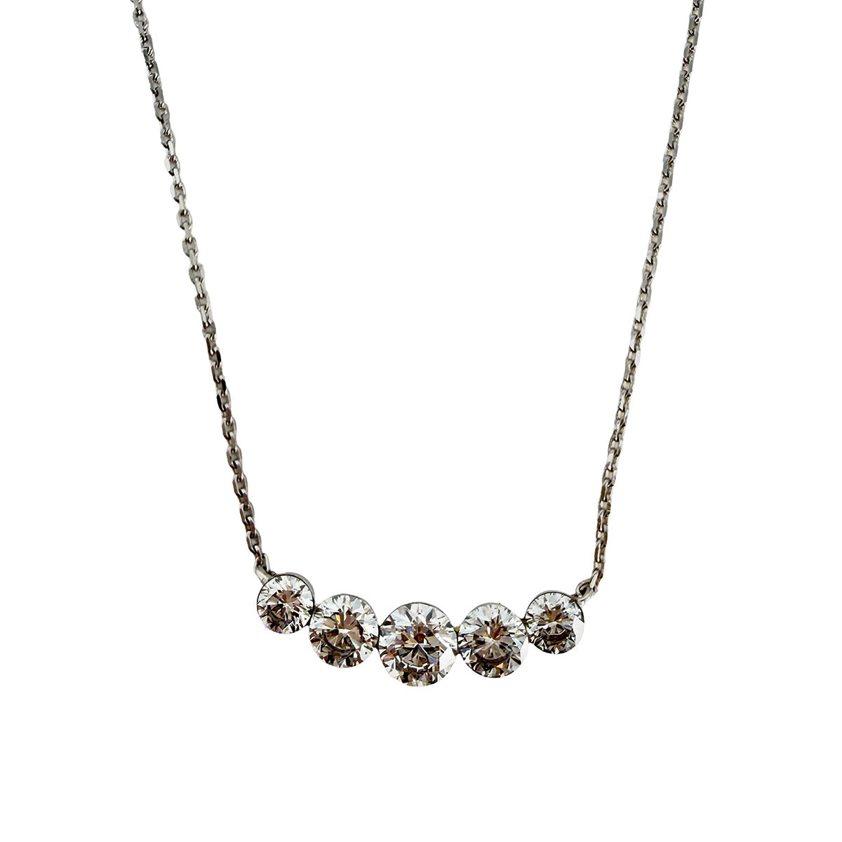 14K White Gold 18" Necklace with 5  Lab Grown Diamonds