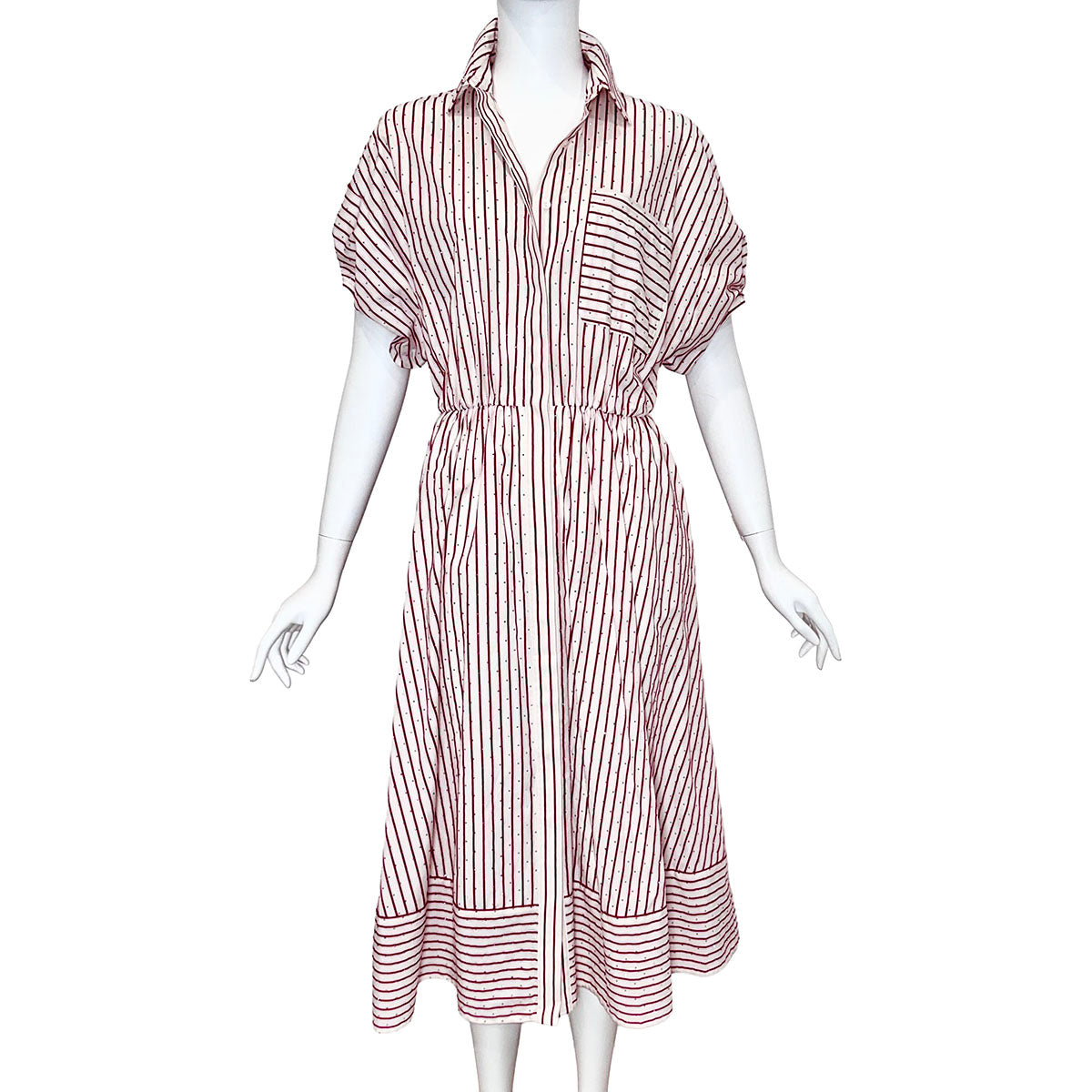 Maje Striped Midi Shirt Dress with Sparkle
