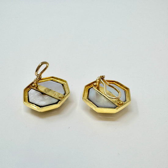 18K Gold Earrings with MOP and Oval Citrine