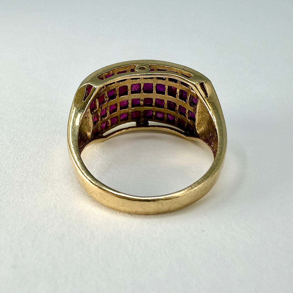 10K Gold Ring with 4 Rows of Rubies
