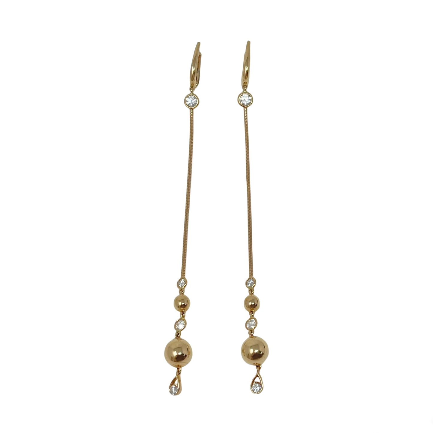 Crivelli 18K Rose Gold Drop Earrings with 8 Bezel Set Diamond
