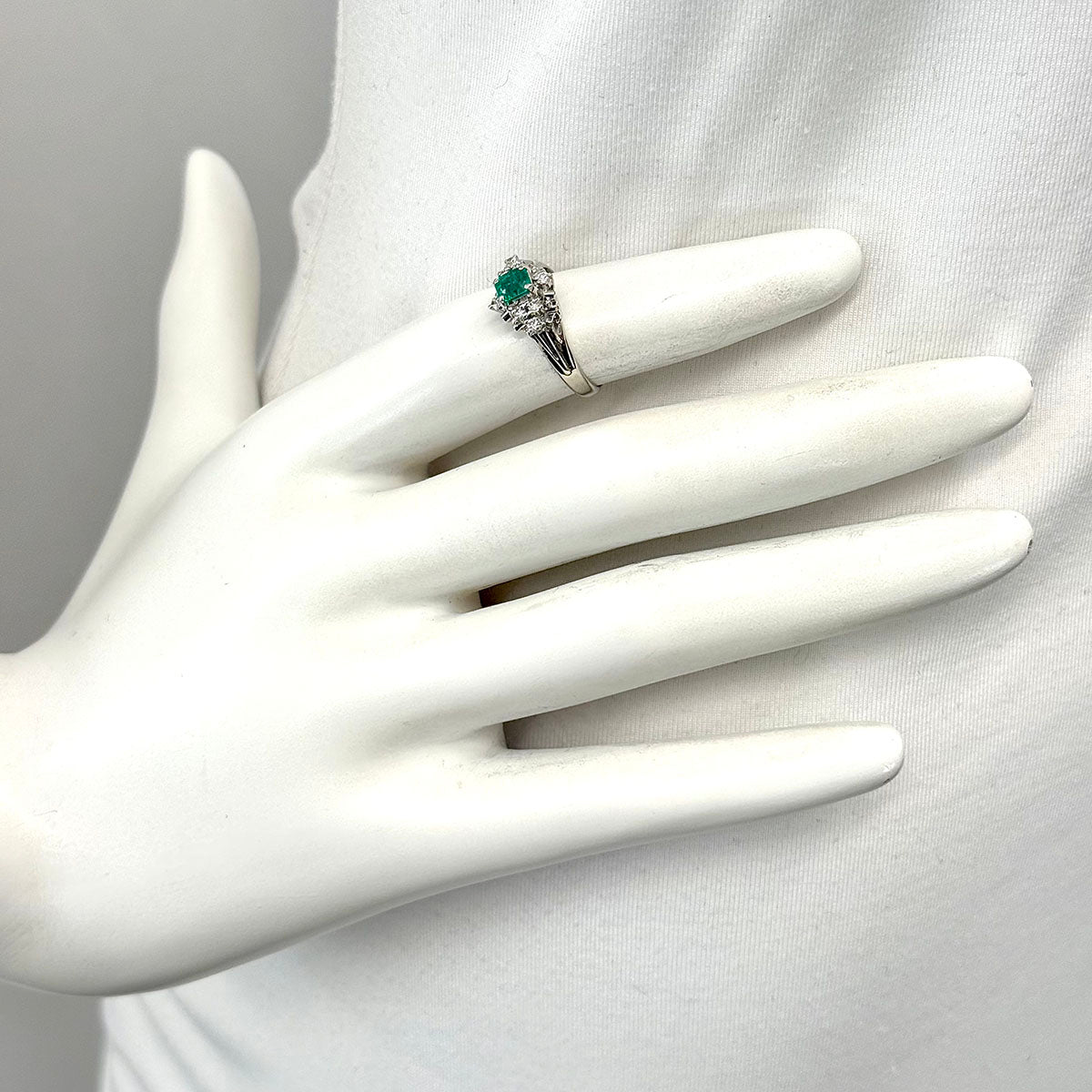 Platinum Emerald and Diamond Ring