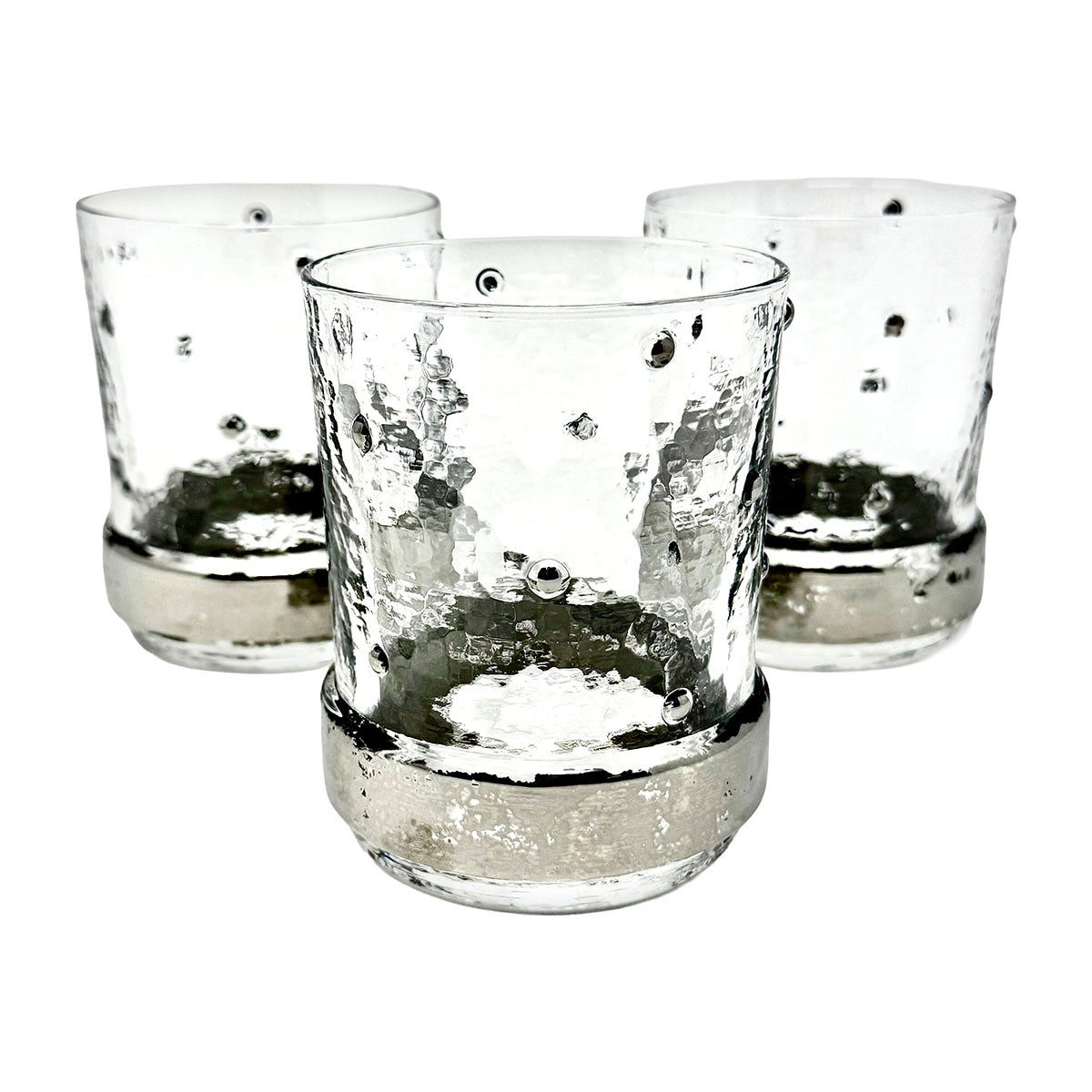 Set of 6 Double Old Fashion Glasses Morocco Platinum Signed and Dated 1994