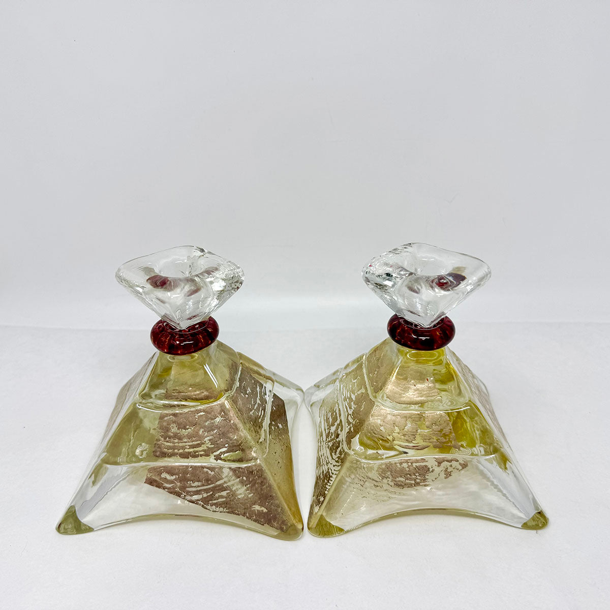 Art Glass Candlestick Pair