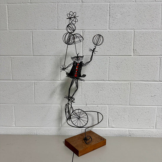 "Juggling Clown on Unicycle" Sculpture Signed and Dated '71