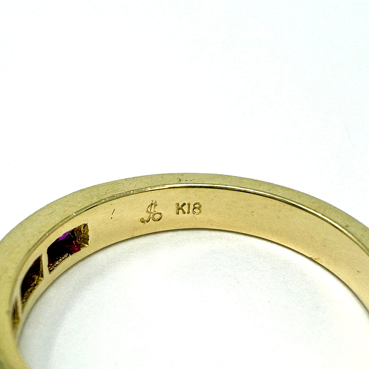 18K Gold Ring with 13 Princess Cut Rubies
